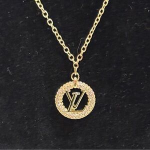 LV stamped zipper pull on unbranded necklace